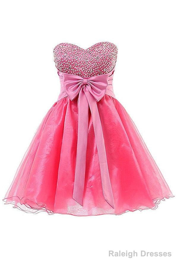 Sweetheart Knee Length Pink Homecoming Dresses Lace Cocktail Dresses Main image