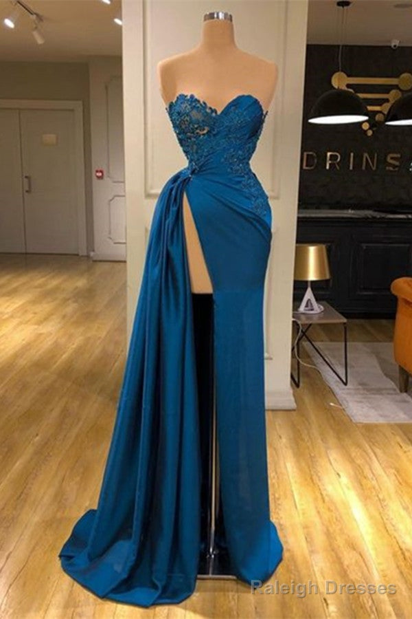Sweetheart Lace Appliques Prom Dresses Long With Split
