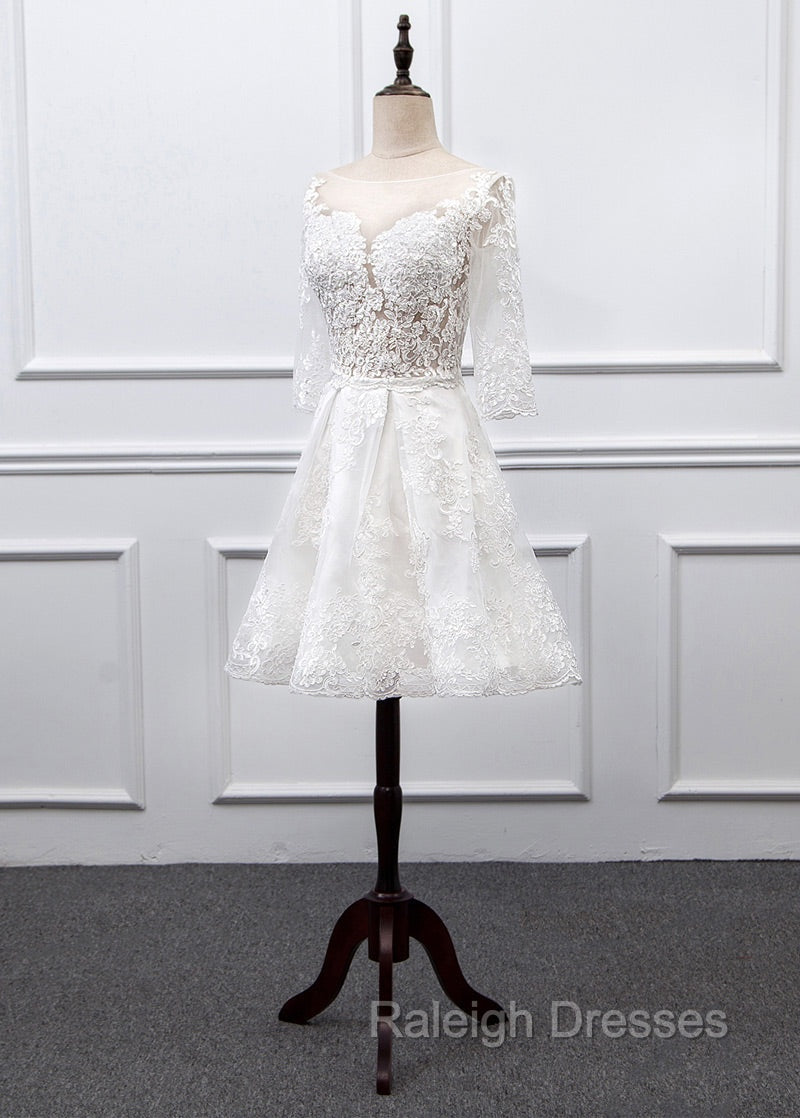 Sweetheart Lace Short Long Sleeves Wedding Dresses Secondary image