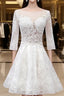 Sweetheart Lace Short Long Sleeves Wedding Dresses