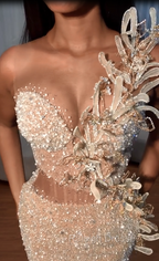 Sweetheart Mermaid Sequins Prom Dress Long With Slit