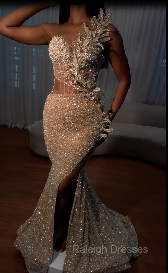 Sweetheart Mermaid Sequins Prom Dress Long With Slit