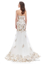 Sweetheart Mermaid Tulle Sequin Long Prom Dresses