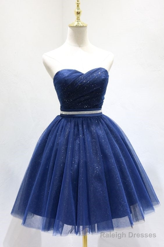 Sweetheart Navy Blue A-Line Short Prom Dresses Homecoming Dresses Sweet 16 Dresses Main image