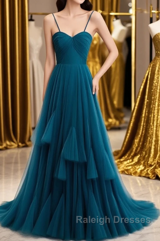 Sweetheart Neck Blue Long Prom Dress, Long Blue Formal Graduation Evening Dress Main image