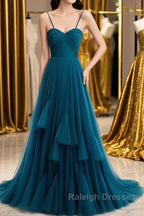 Sweetheart Neck Blue Long Prom Dress, Long Blue Formal Graduation Evening Dress