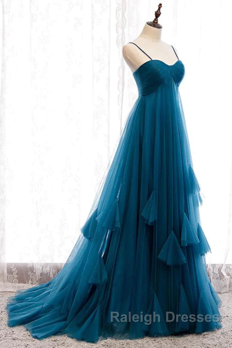 Sweetheart Neck Blue Long Prom Dress, Long Blue Formal Graduation Evening Dress Secondary image