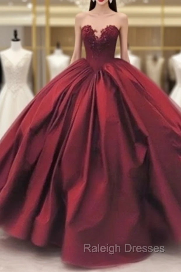 Sweetheart Neck Burgundy Long Prom Gown, Burgundy Evening Gown Main image
