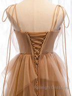 Sweetheart Neck Floor Length Champagne Lace Prom Dresses, Long Champagne Lace Formal Evening Dresses