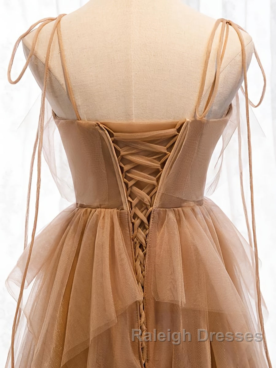 Sweetheart Neck Floor Length Champagne Lace Prom Dresses, Long Champagne Lace Formal Evening Dresses