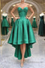 Sweetheart Neck Green High Low Prom Dresses, Green High Low Graduation Homecoming Dresses