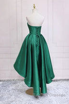 Sweetheart Neck Green High Low Prom Dress Green High Low Graduation Homecoming Dress