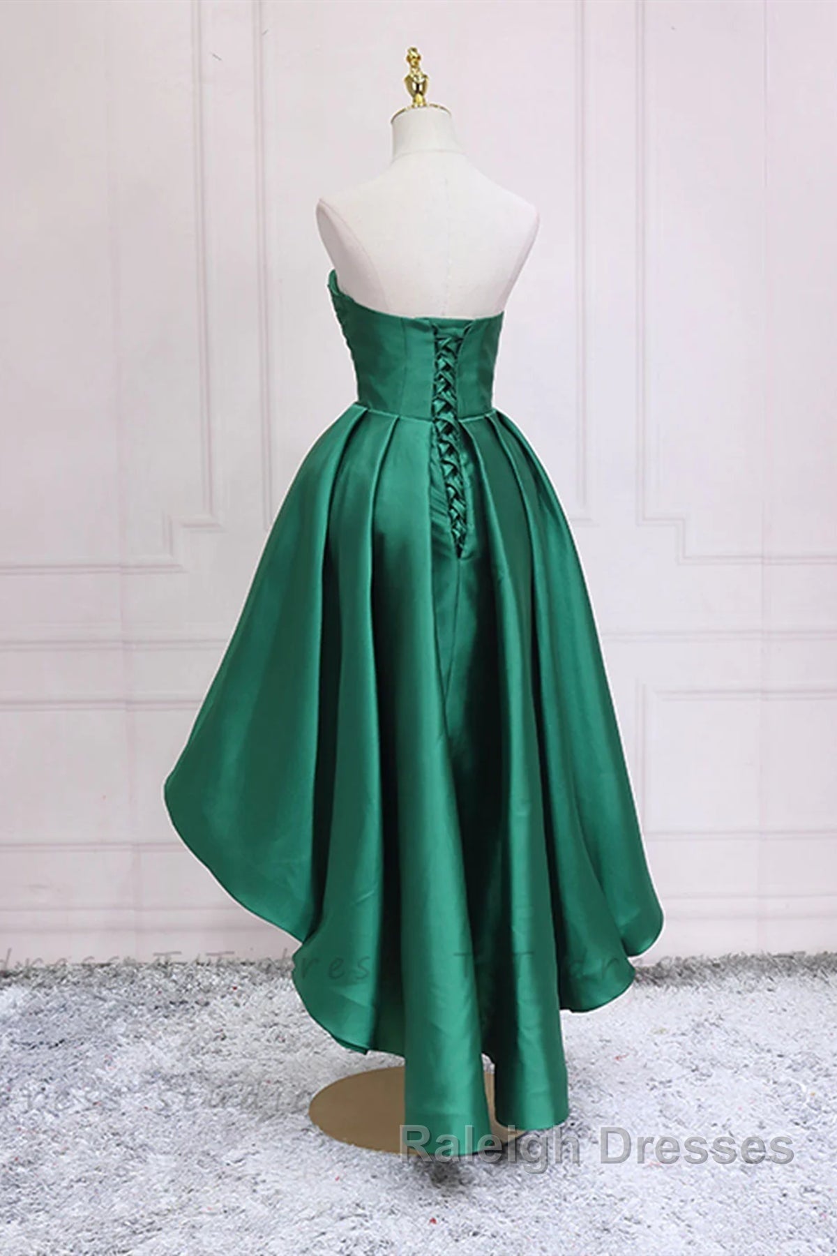 Sweetheart Neck Green High Low Prom Dress Green High Low Graduation Homecoming Dress