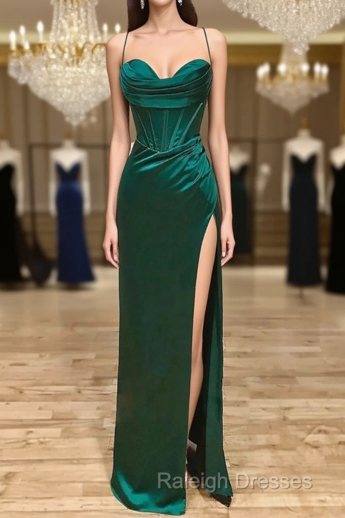 Sweetheart Neck Green Mermaid Long Prom Dresses