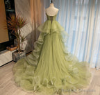 Sweetheart Neck High Low Green Long Prom Dress Green High Low Prom Graduation Dress