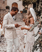 Sweetheart Neck Lace Beach Ivory Rustic Boho Wedding Dress