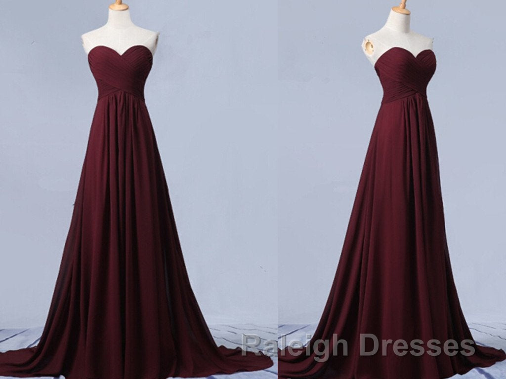 Sweetheart Neck Maroon Long Prom Dresses, Burgundy Long Formal Bridesmaid Dresses Secondary image