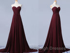 Sweetheart Neck Maroon Long Prom Dresses, Burgundy Long Formal Bridesmaid Dresses