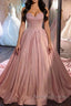 Sweetheart Neck Pink Lace Prom Dress Pink Lace Long Prom Dress