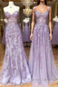 Sweetheart Neck Purple Lace Long Prom Dress, Strapless Purple Formal Dress, Mermaid Purple Evening Dress
