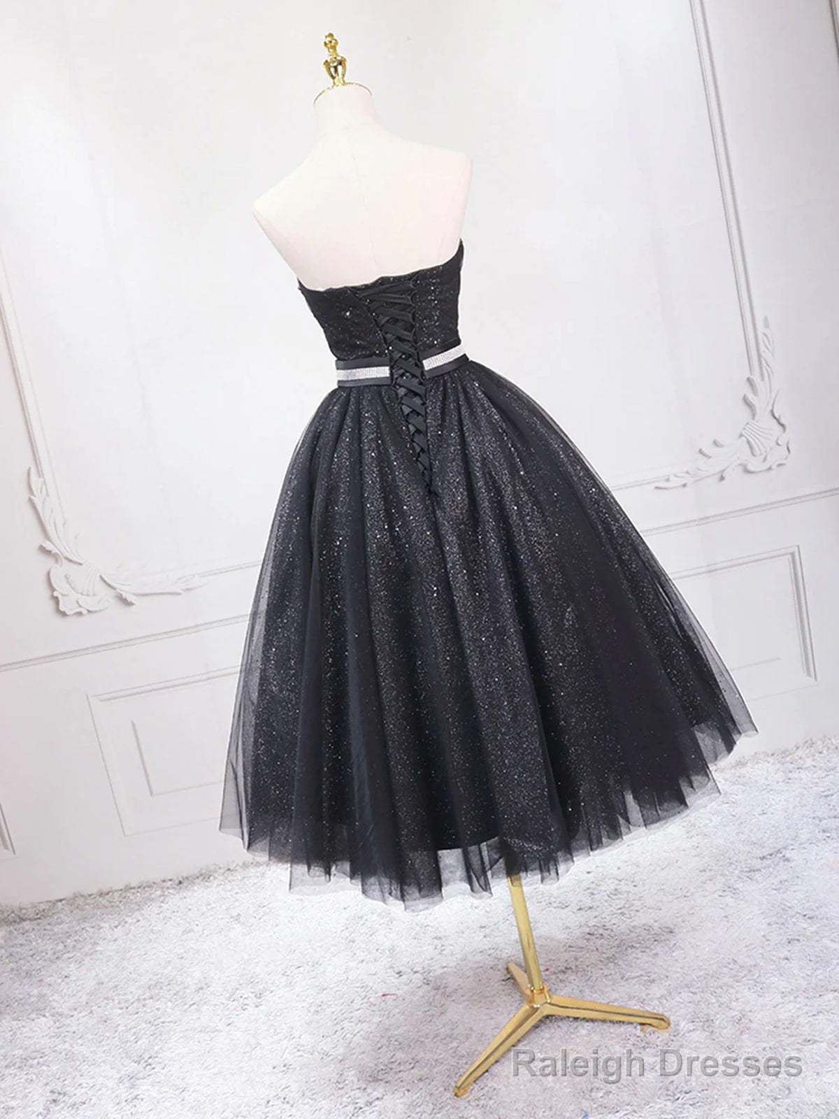 Sweetheart Neck Short Black Prom Dresses, Short Black Formal Graduation Homecoming Dresses