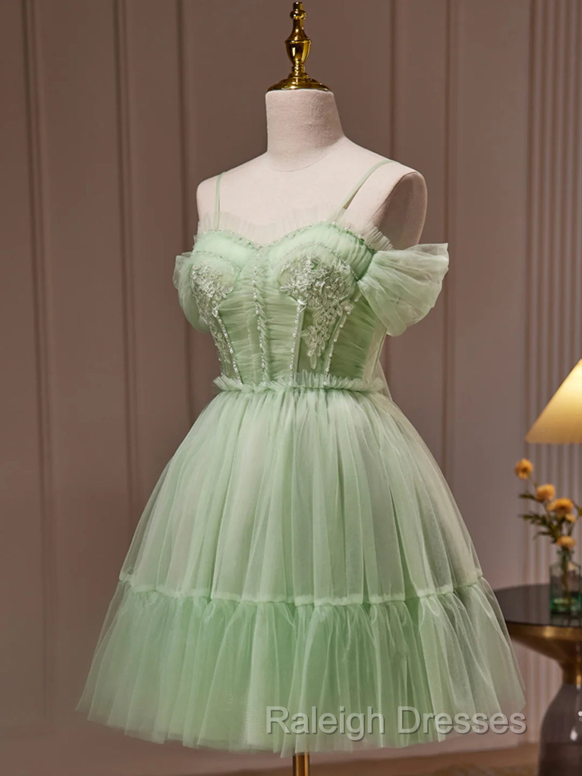 Sweetheart Neck Short Green Prom Dresses, Short Green Graduation Homecoming Dresses
