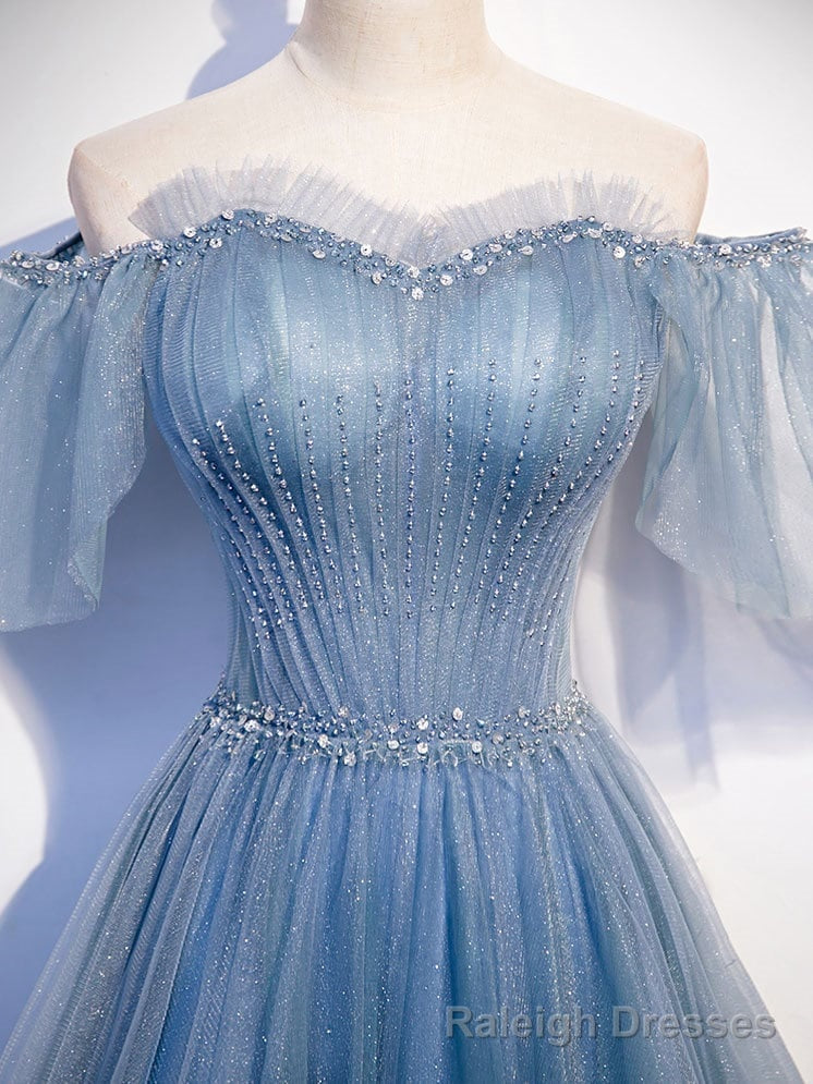 Sweetheart-Neck Tulle Flare Sleeves Beaded Sequin Prom Dresses Formal Prom Dresses Secondary image