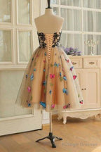 Sweetheart Neckline A-Line Homecoming Dress Butterflies Short Prom Dress
