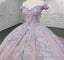 Sweetheart Off The Shoulder Beaded Floral AppliquèŒquinceanera Ball Gown