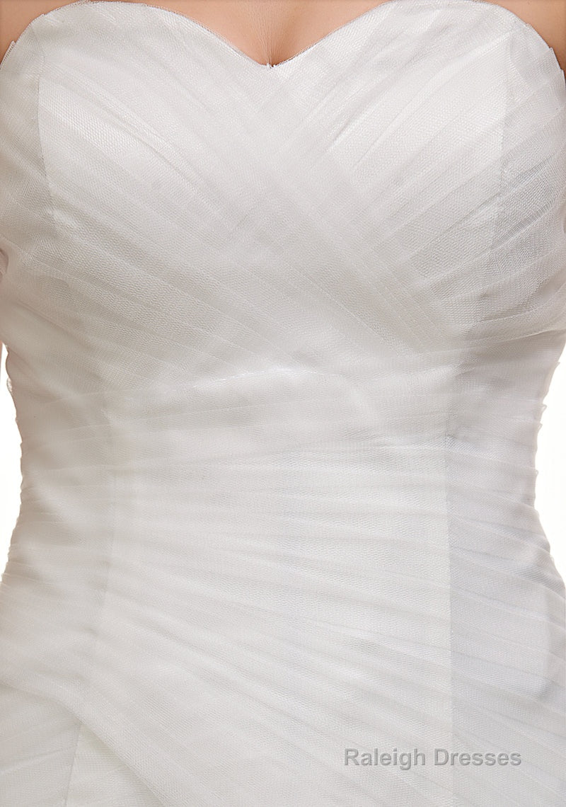 Sweetheart Off The Shoulder Pleated Mermaid Simple Wedding Dresses