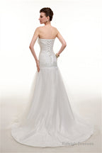 Sweetheart Off The Shoulder Pleated Mermaid Simple Wedding Dresses
