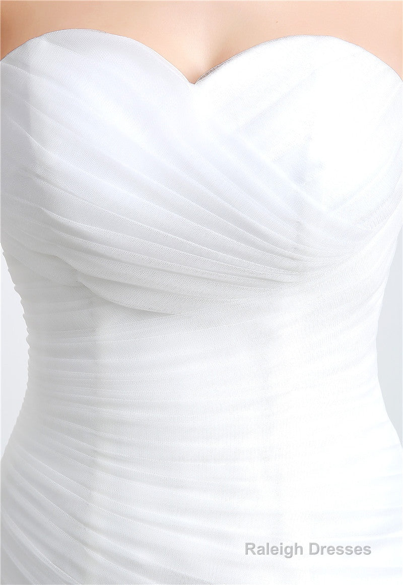 Sweetheart Off The Shoulder Pleated Simple Wedding Dresses