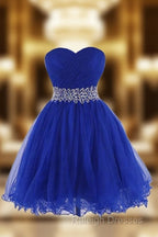Sweetheart Royal Blue Homecoming Dresses Short Prom Dresses With Beading