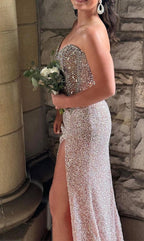 Sweetheart Sequins Mermaid Prom Dress With Beading