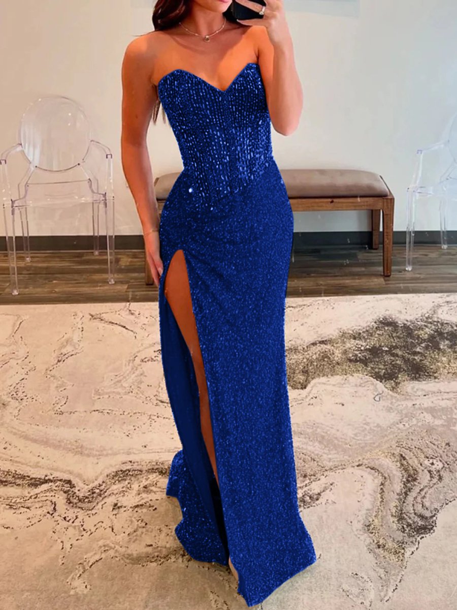 Sweetheart Sequins Mermaid Prom Dress With Beading