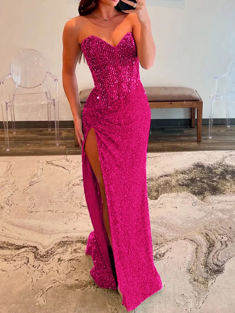 Sweetheart Sequins Mermaid Prom Dress With Beading