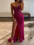 Sweetheart Sequins Mermaid Prom Dress With Beading