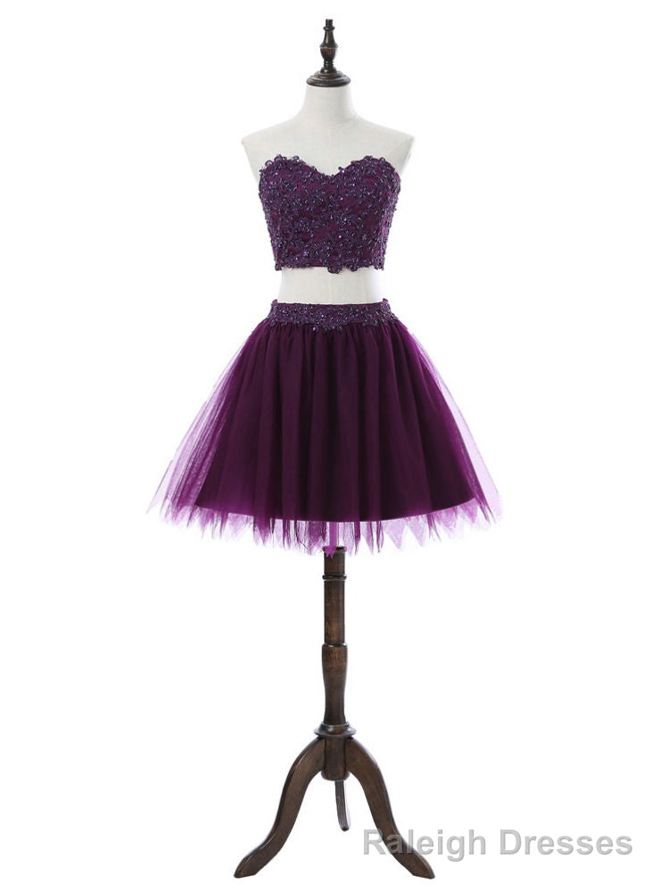Sweetheart Short Mini Tulle Purple Homecoming Dresses A-line Main image