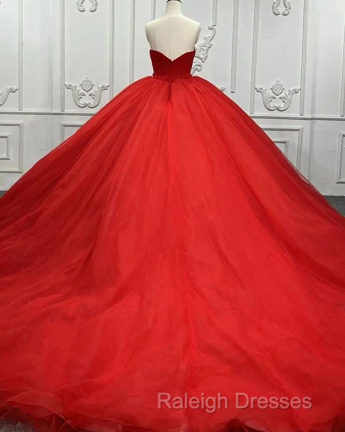 Sweetheart Sleeveless Red Wedding Desses Tulle Quinceanera 16 Dress Secondary image