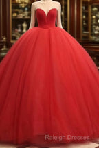 Sweetheart Sleeveless Red Wedding Desses Tulle Quinceanera 16 Dress