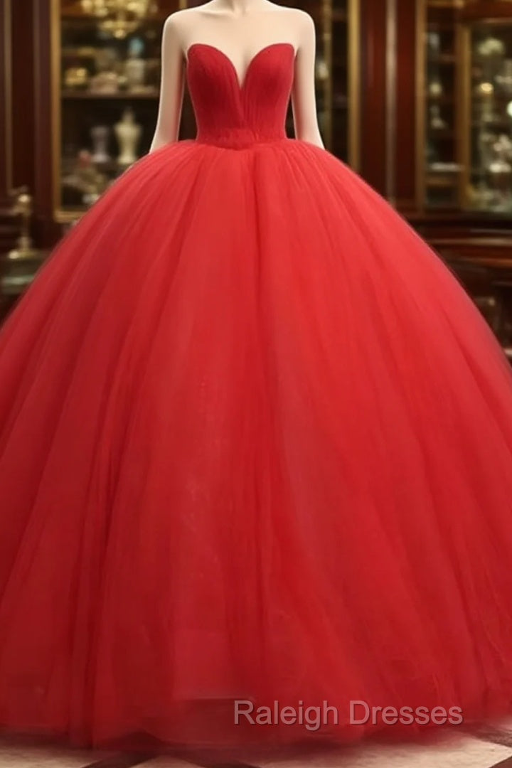 Sweetheart Sleeveless Red Wedding Desses Tulle Quinceanera 16 Dress