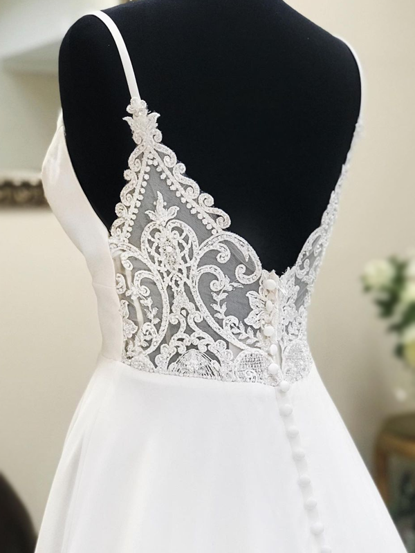 Sweetheart Spaghetti Strap Lace Illusion Back A-line Long Wedding Dress Secondary image