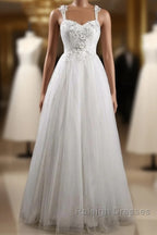 Sweetheart Strap Flower A-Line Wedding Dress