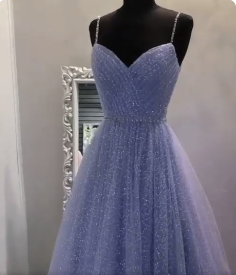 Sweetheart Tulle Sequin Prom Dresses Long Purple Prom Dresses