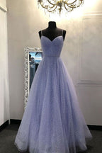 Sweetheart Tulle Sequin Prom Dresses Long Purple Prom Dresses