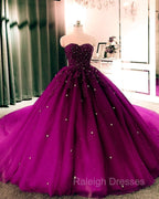 Sweetheart Wedding Dress Tulle Ball Gowns Lace Beaded