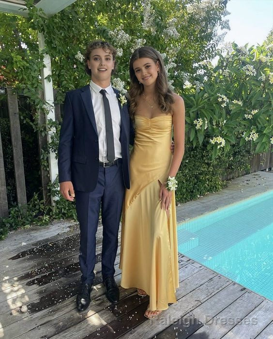 Sweetheart Yellow Long Sheath Prom Dress With Split Secondary image