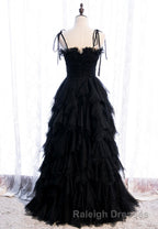 A Line Long Spaghetti Strap Prom Dress Cute Layers Tulle Prom Dress