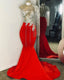 Tassel Prom Dress One Shoulder Prom Dress Mermaid Prom Dress Red Prom Dresses