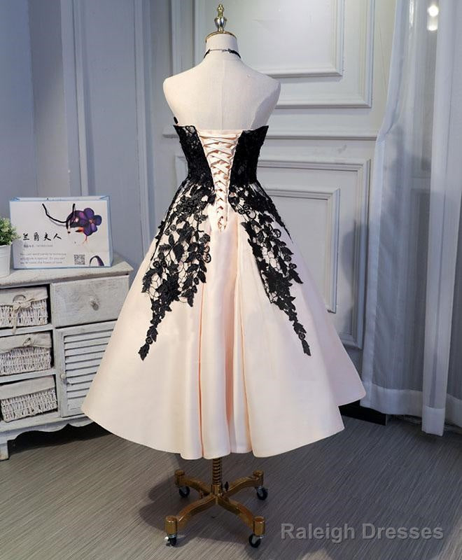 Tea Length Satin With Lace Vintage Prom Dress , Ball Gown, Elegant Formal Dresses Secondary image